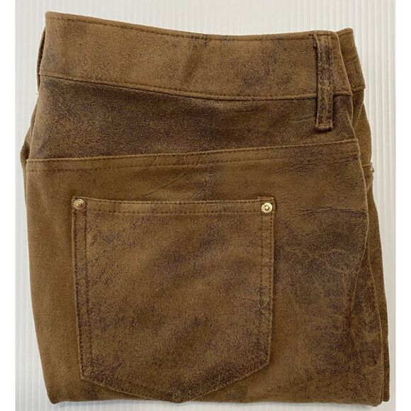 Chico's Women's Slim Pants Mid Rise Tan/Brown Soft Faux Suede Size 1 (fit 34x30) - Picture 4 of 11